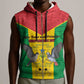 Sao Tome and Principe Independence Day Sleeveless Zip Hoodie Coat Of Arms Mix African Pattern - African Pride