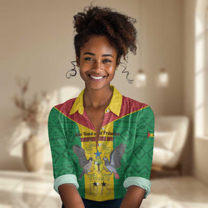 Sao Tome and Principe Independence Day Women Casual Shirt Coat Of Arms Mix African Pattern LT01