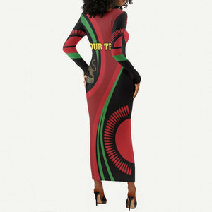 Malawi Independence Day Long Sleeve Bodycon Dress Unity and Freedom LT01