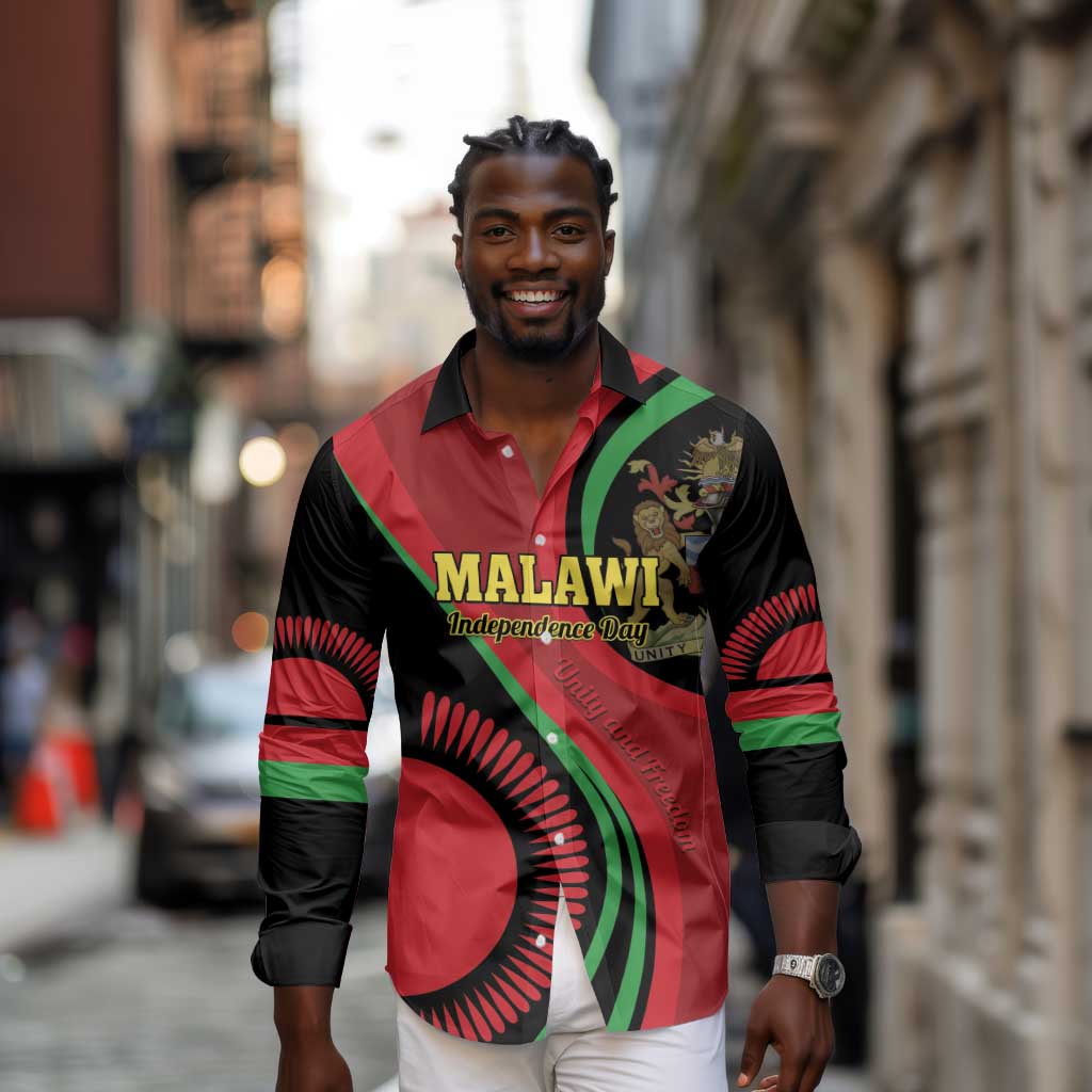 Malawi Independence Day Long Sleeve Button Shirt Unity and Freedom
