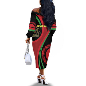 Malawi Independence Day Off The Shoulder Long Sleeve Dress Unity and Freedom