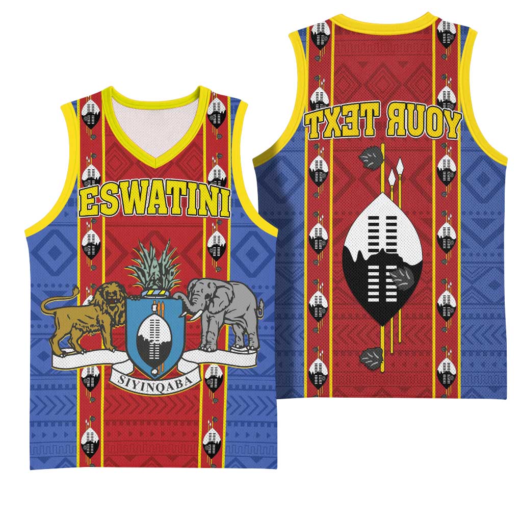 Eswatini African Pattern Basketball Jersey Swaziland Shield Siyinqaba - African Pride