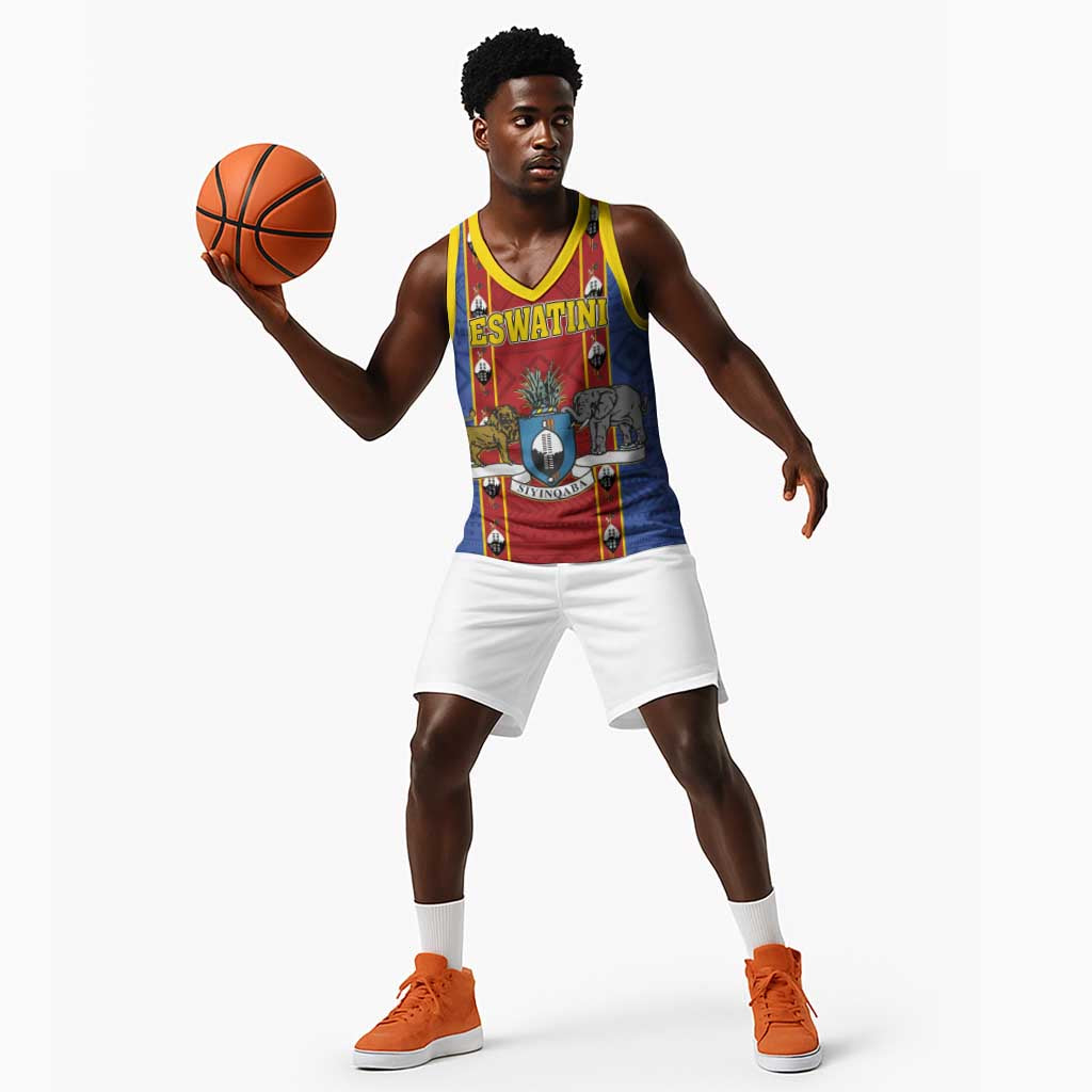 Eswatini African Pattern Basketball Jersey Swaziland Shield Siyinqaba - African Pride