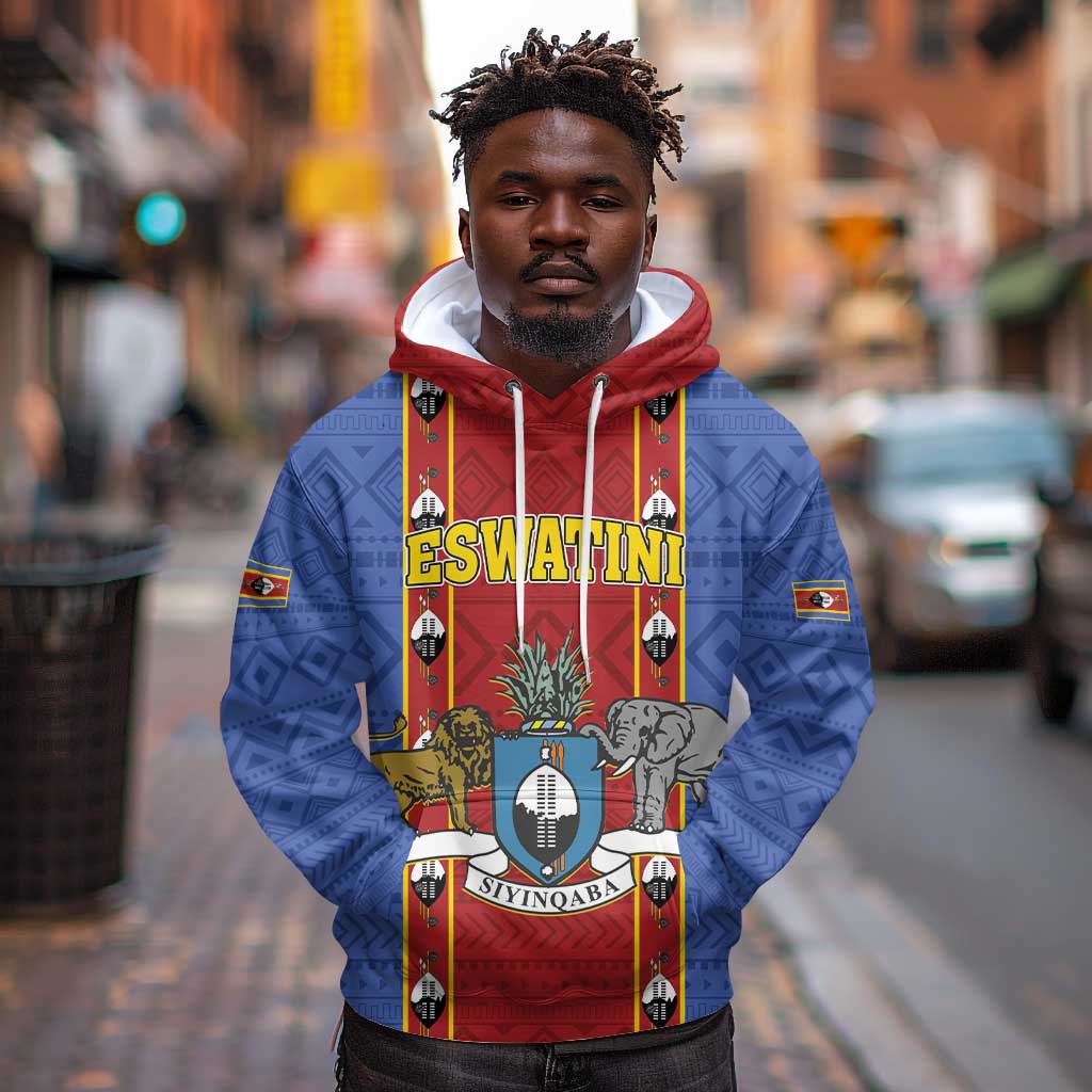 Eswatini African Pattern Hoodie Swaziland Shield Siyinqaba