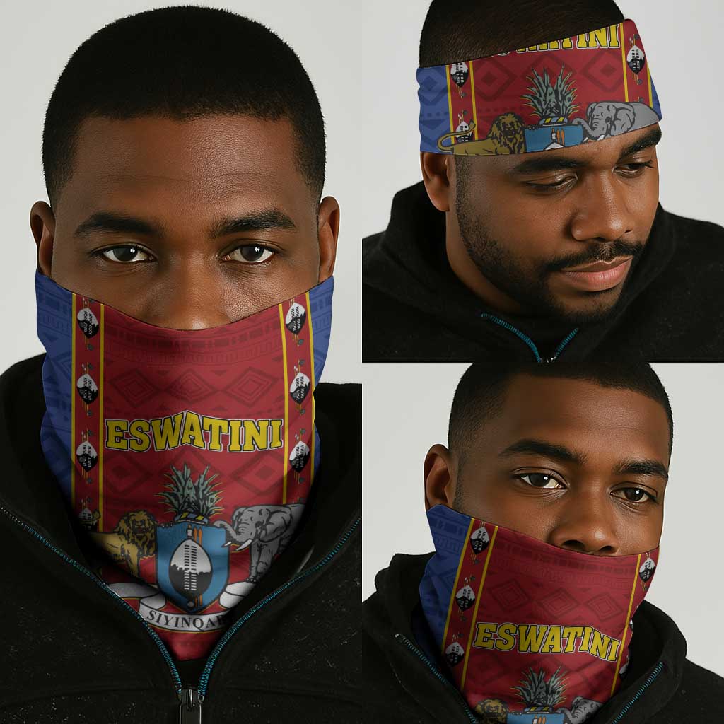 Eswatini African Pattern Neck Gaiter Swaziland Shield Siyinqaba LT01