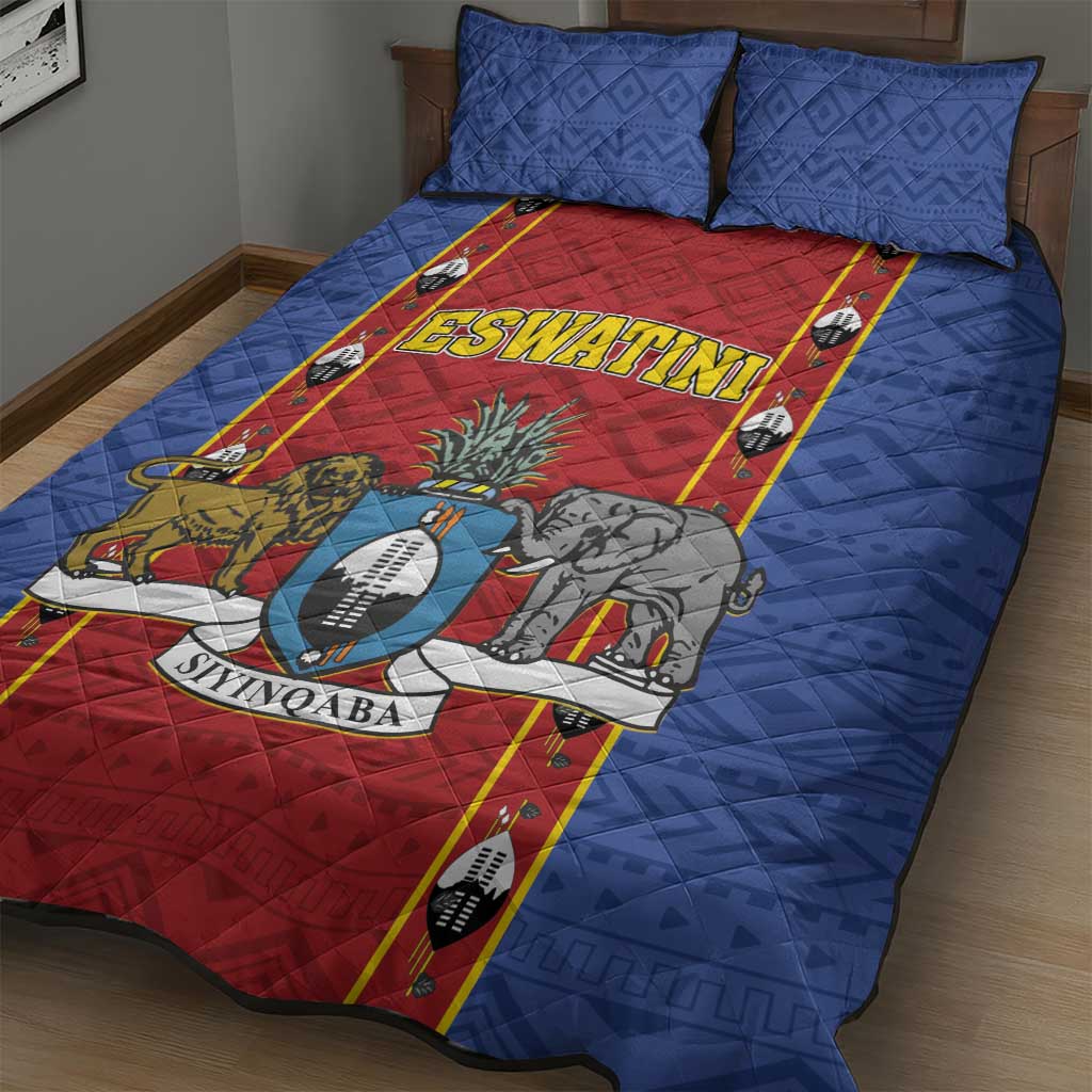 Eswatini African Pattern Quilt Bed Set Swaziland Shield Siyinqaba