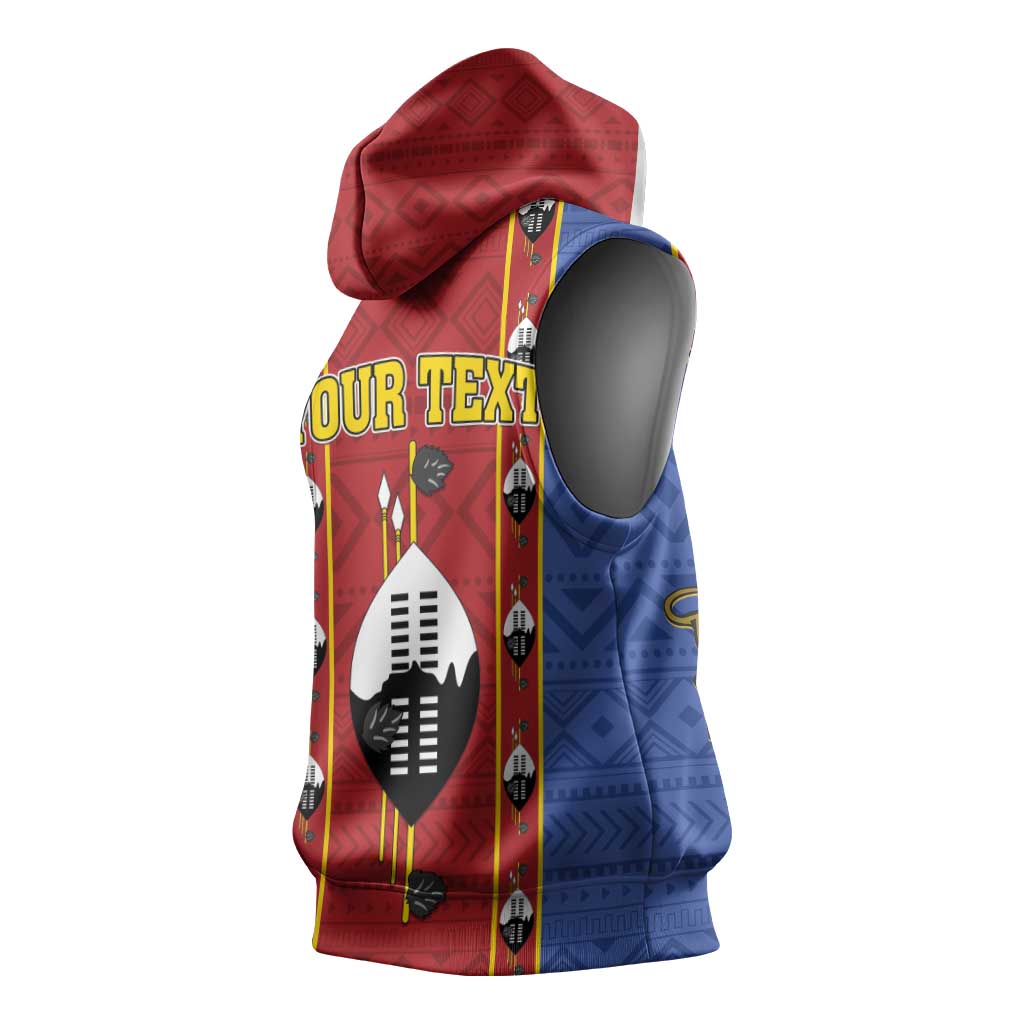 Eswatini African Pattern Sleeveless Hoodie Swaziland Shield Siyinqaba - African Pride