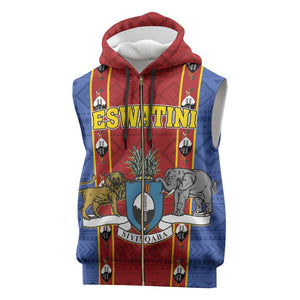 Eswatini African Pattern Sleeveless Zip Hoodie Swaziland Shield Siyinqaba - African Pride