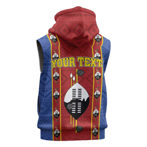 Eswatini African Pattern Sleeveless Zip Hoodie Swaziland Shield Siyinqaba - African Pride