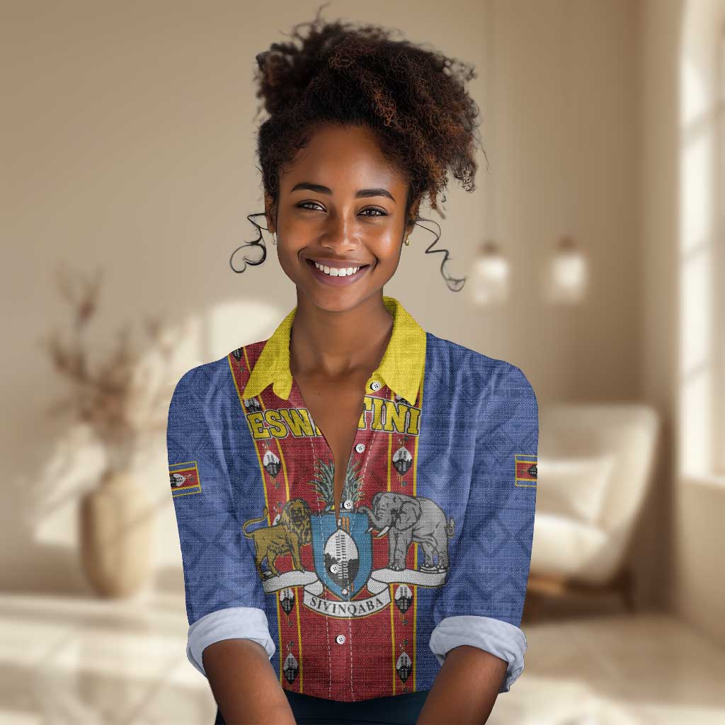 Eswatini African Pattern Women Casual Shirt Swaziland Shield Siyinqaba LT01