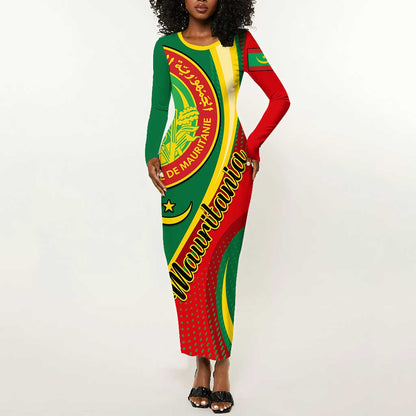 Personalized Mauritania Independence Day Long Sleeve Bodycon Dress with Mauritanian Seal Personalized Mauritania Independence Day Long Sleeve Bodycon Dress with Mauritanian Seal