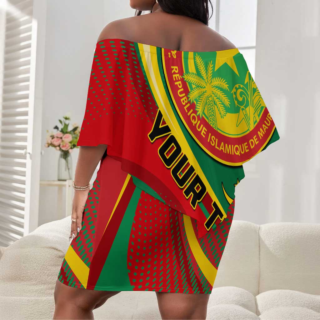 Personalized Mauritania Independence Day Off Shoulder Short Dress with Mauritanian Seal - Special Version LT01