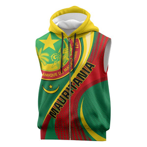 Personalized Mauritania Independence Day Sleeveless Zip Hoodie with Mauritanian Seal - Special Version - African Pride