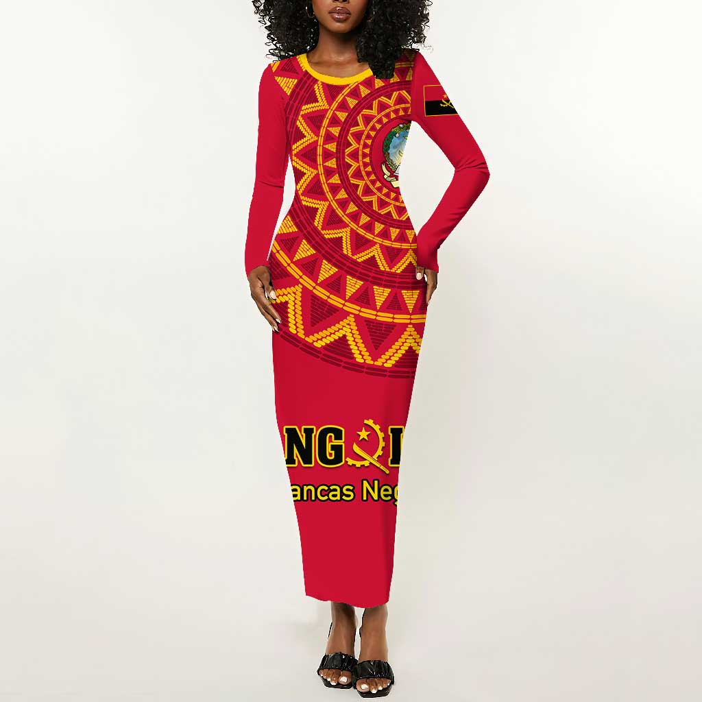 Support Palancas Negras - Red Angola Football Long Sleeve Bodycon Dress LT01