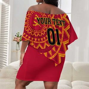 Support Palancas Negras - Red Angola Football Off Shoulder Short Dress LT01