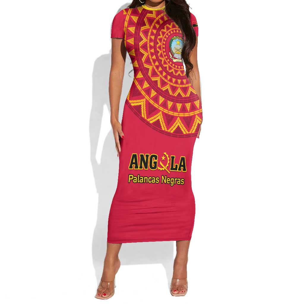 Support Palancas Negras - Red Angola Football Short Sleeve Bodycon Dress LT01