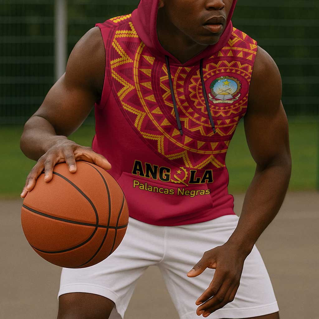 Support Palancas Negras - Red Angola Football Sleeveless Hoodie - African Pride