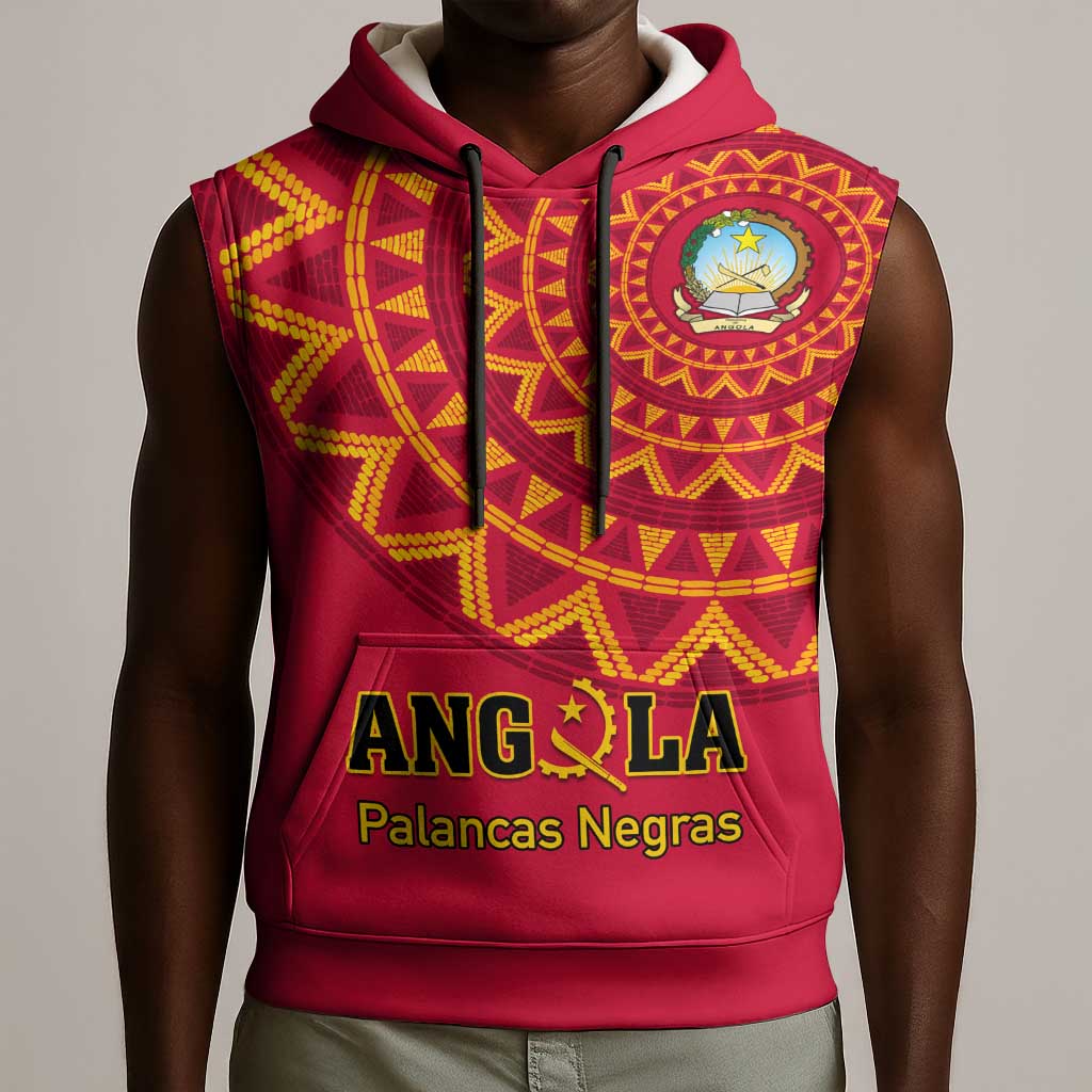 Support Palancas Negras - Red Angola Football Sleeveless Hoodie - African Pride