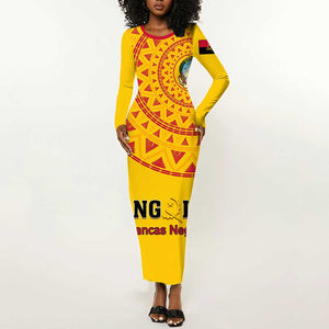 Support Palancas Negras - Yellow Angola Football Long Sleeve Bodycon Dress LT01