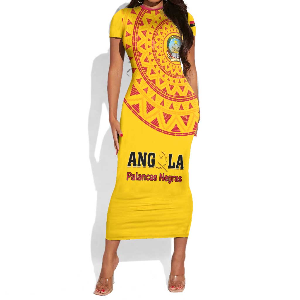 Support Palancas Negras - Yellow Angola Football Short Sleeve Bodycon Dress LT01