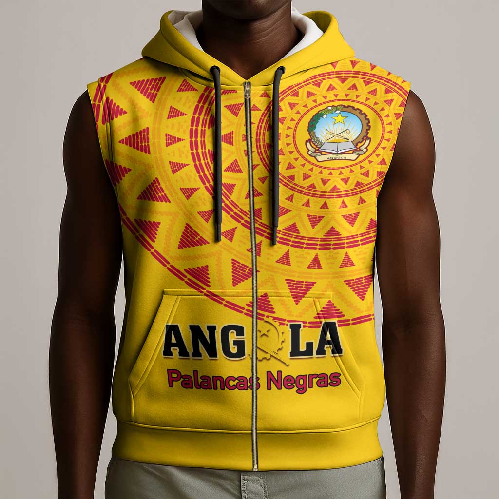 Support Palancas Negras - Yellow Angola Football Sleeveless Zip Hoodie - African Pride