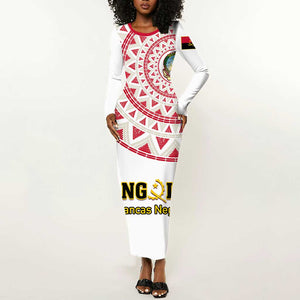 Support Palancas Negras - White Angola Football Long Sleeve Bodycon Dress LT01