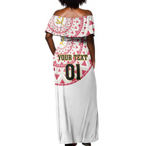 Support Palancas Negras - White Angola Football Off Shoulder Maxi Dress
