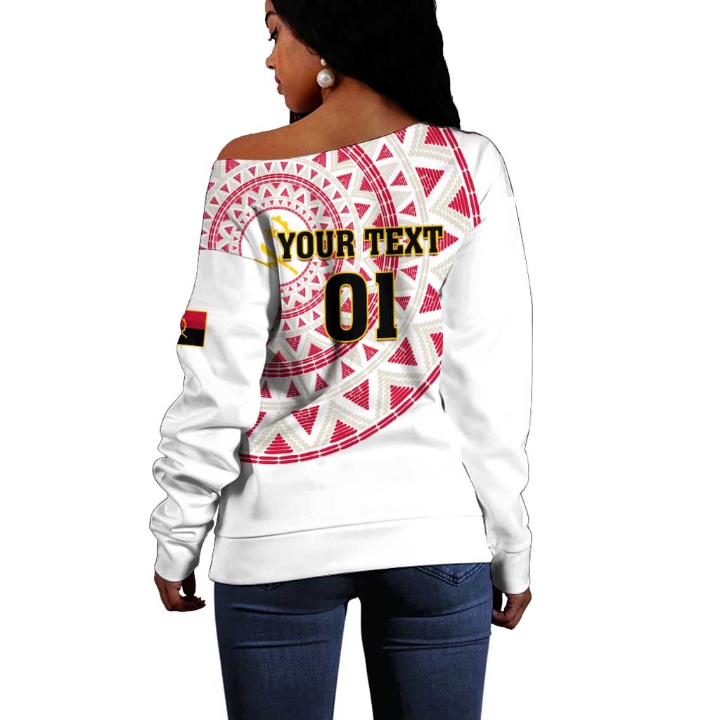 Support Palancas Negras - White Angola Football Off Shoulder Sweater