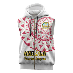 Support Palancas Negras - White Angola Football Sleeveless Zip Hoodie - African Pride