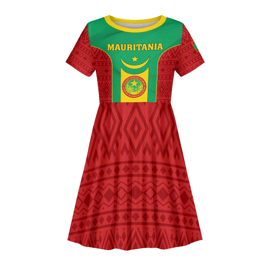 Support the Lions of Chinguetti - Mauritania Football Kid Short Sleeve Dress