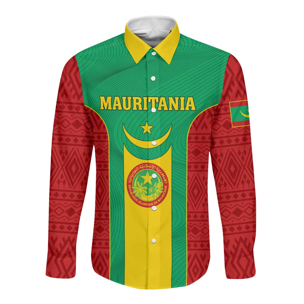 Support the Lions of Chinguetti - Mauritania Football Long Sleeve Button Shirt