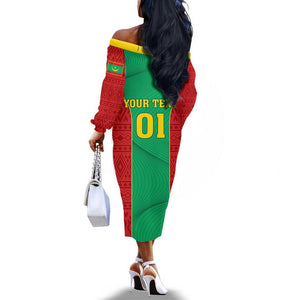 Support the Lions of Chinguetti - Mauritania Football Off The Shoulder Long Sleeve Dress