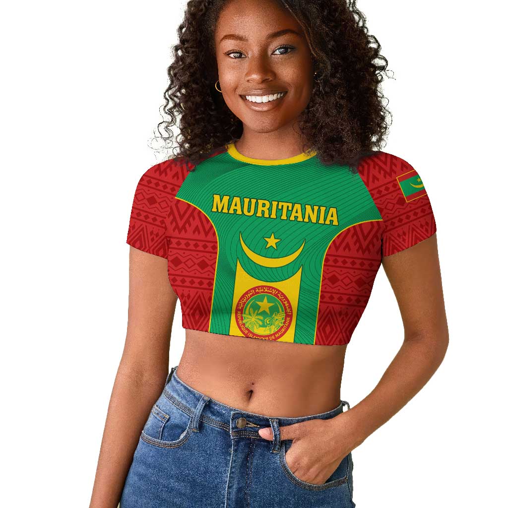 Support the Lions of Chinguetti - Mauritania Football Raglan Cropped T shirt