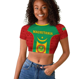 Support the Lions of Chinguetti - Mauritania Football Raglan Cropped T shirt