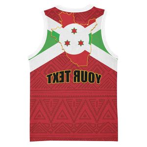 Personalized Burundi Basketball Jersey Coat Of Arms African Pattern - African Pride
