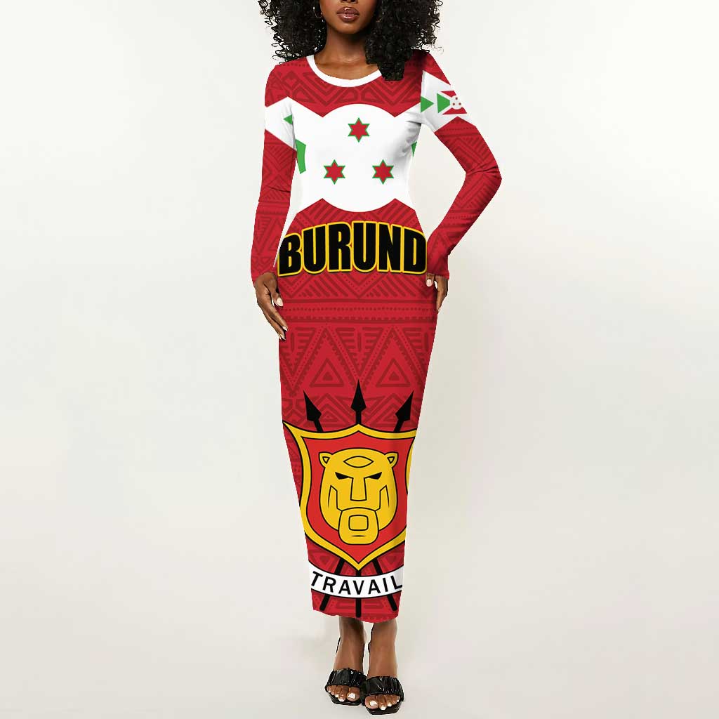 Personalized Burundi Long Sleeve Bodycon Dress Coat Of Arms African Pattern LT01