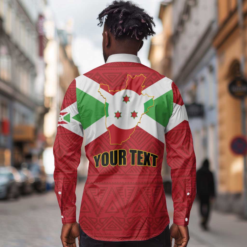 Personalized Burundi Long Sleeve Button Shirt Coat Of Arms African Pattern