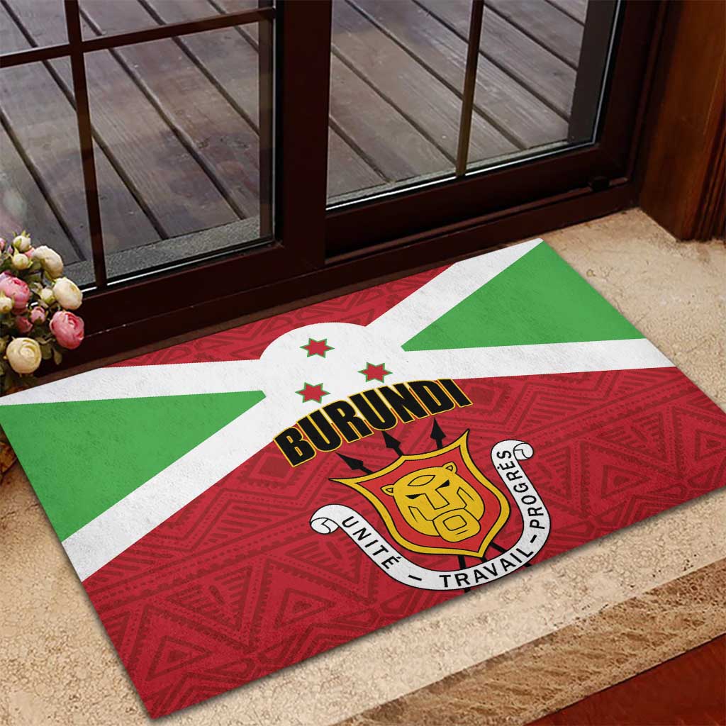 Burundi Rubber Doormat Coat Of Arms African Pattern
