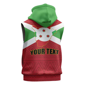 Personalized Burundi Sleeveless Hoodie Coat Of Arms African Pattern - African Pride