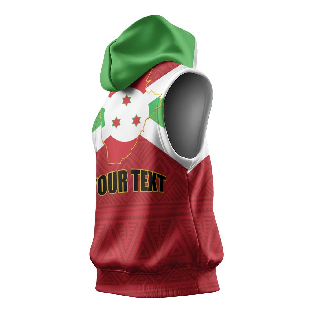 Personalized Burundi Sleeveless Hoodie Coat Of Arms African Pattern - African Pride