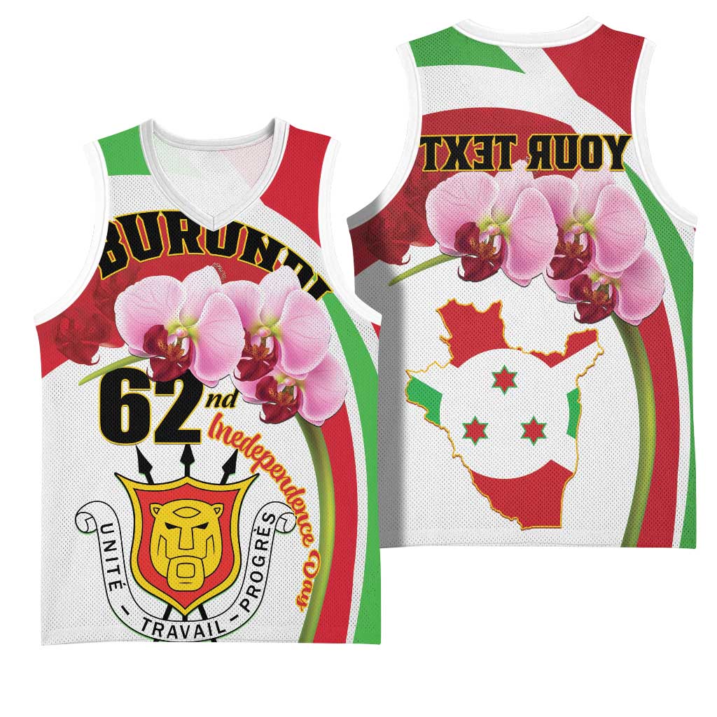 Personalized Burundi Independence Day Basketball Jersey Coat Of Arms Bujumbura Flower - African Pride