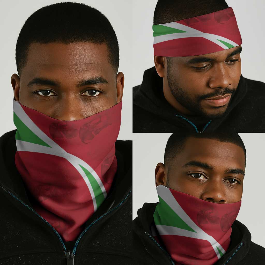 Burundi Independence Day Neck Gaiter Coat Of Arms Bujumbura Flower - African Pride