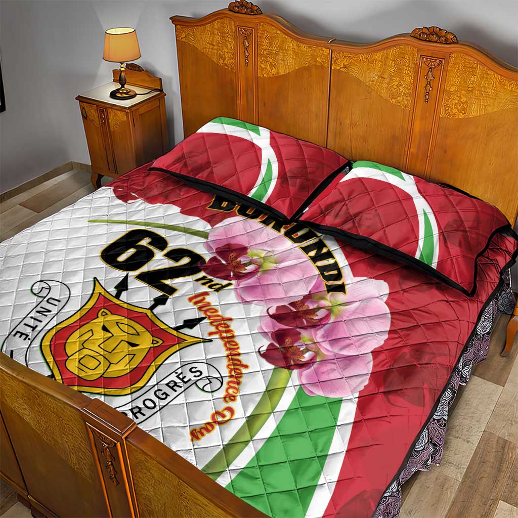 Burundi Independence Day Quilt Bed Set Coat Of Arms Bujumbura Flower