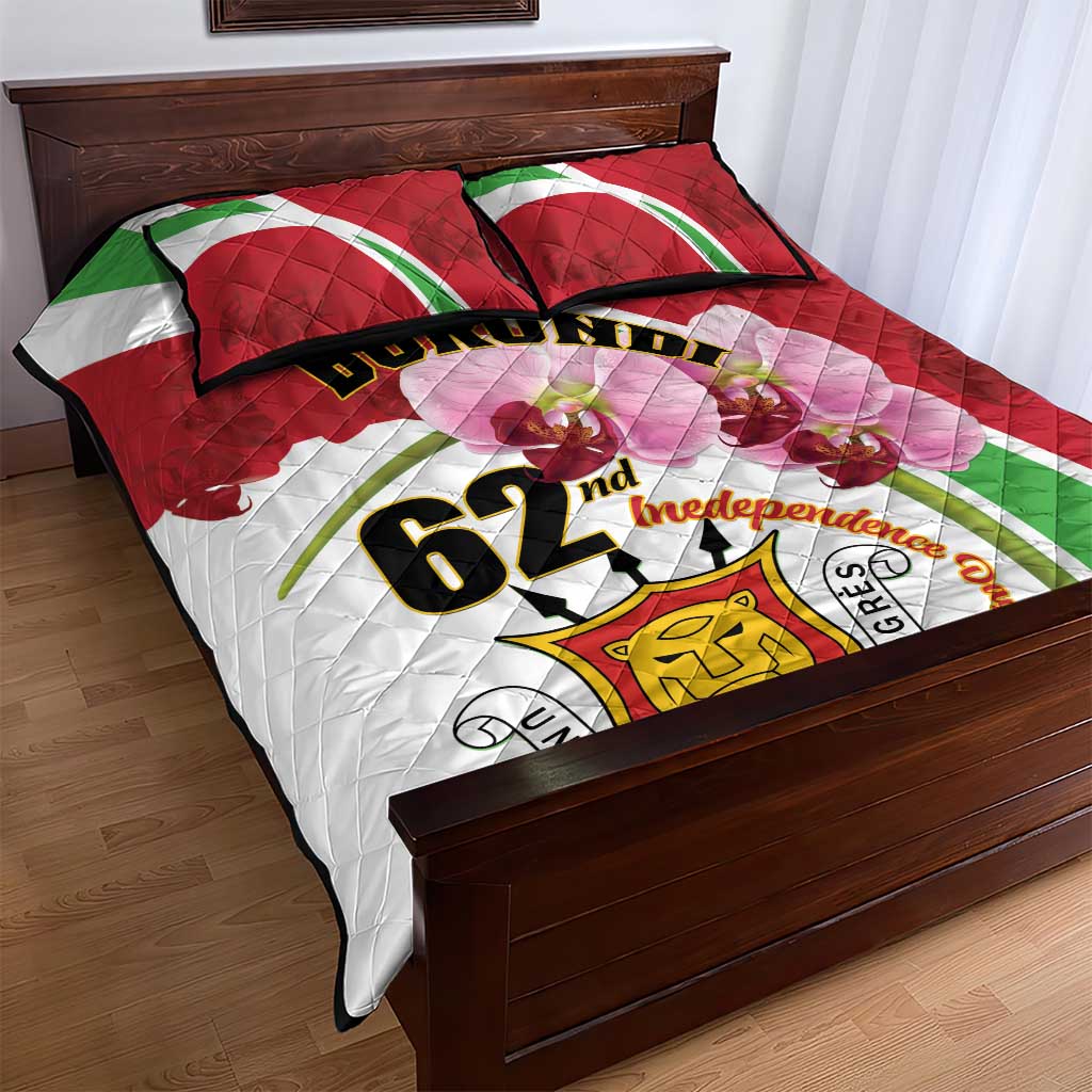 Burundi Independence Day Quilt Bed Set Coat Of Arms Bujumbura Flower
