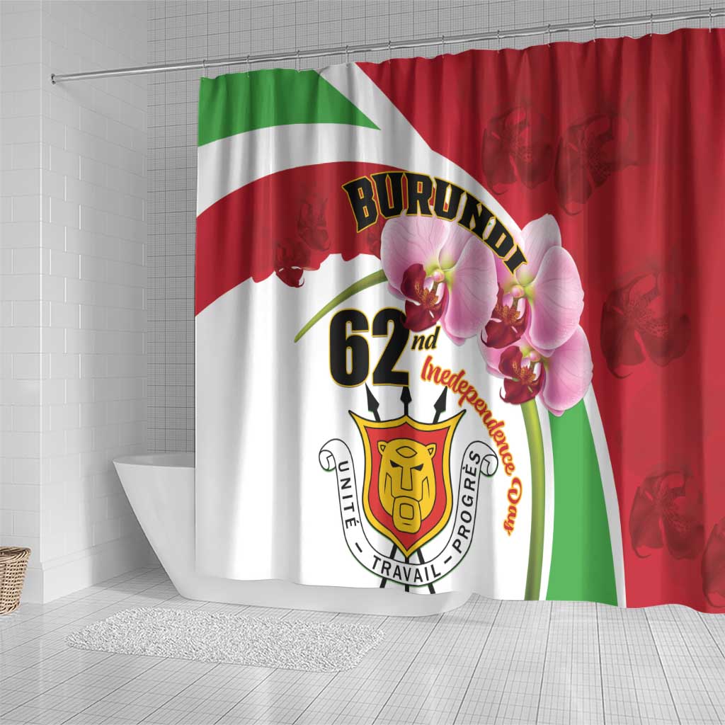 Burundi Independence Day Shower Curtain Coat Of Arms Bujumbura Flower