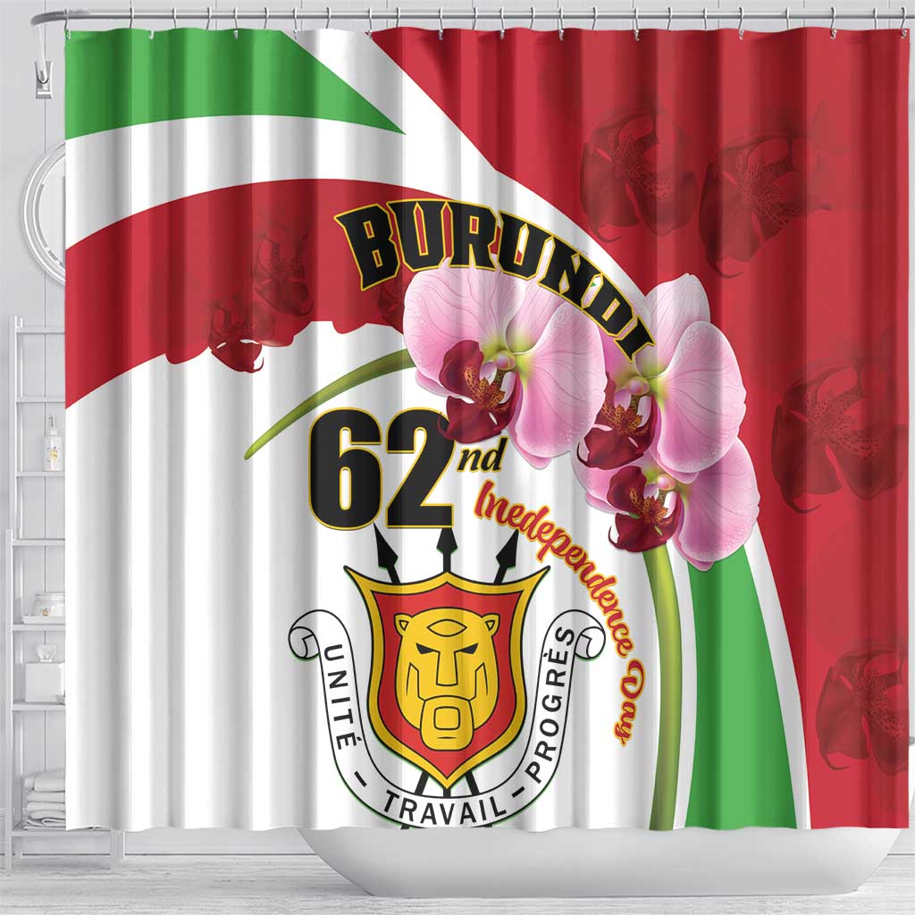Burundi Independence Day Shower Curtain Coat Of Arms Bujumbura Flower