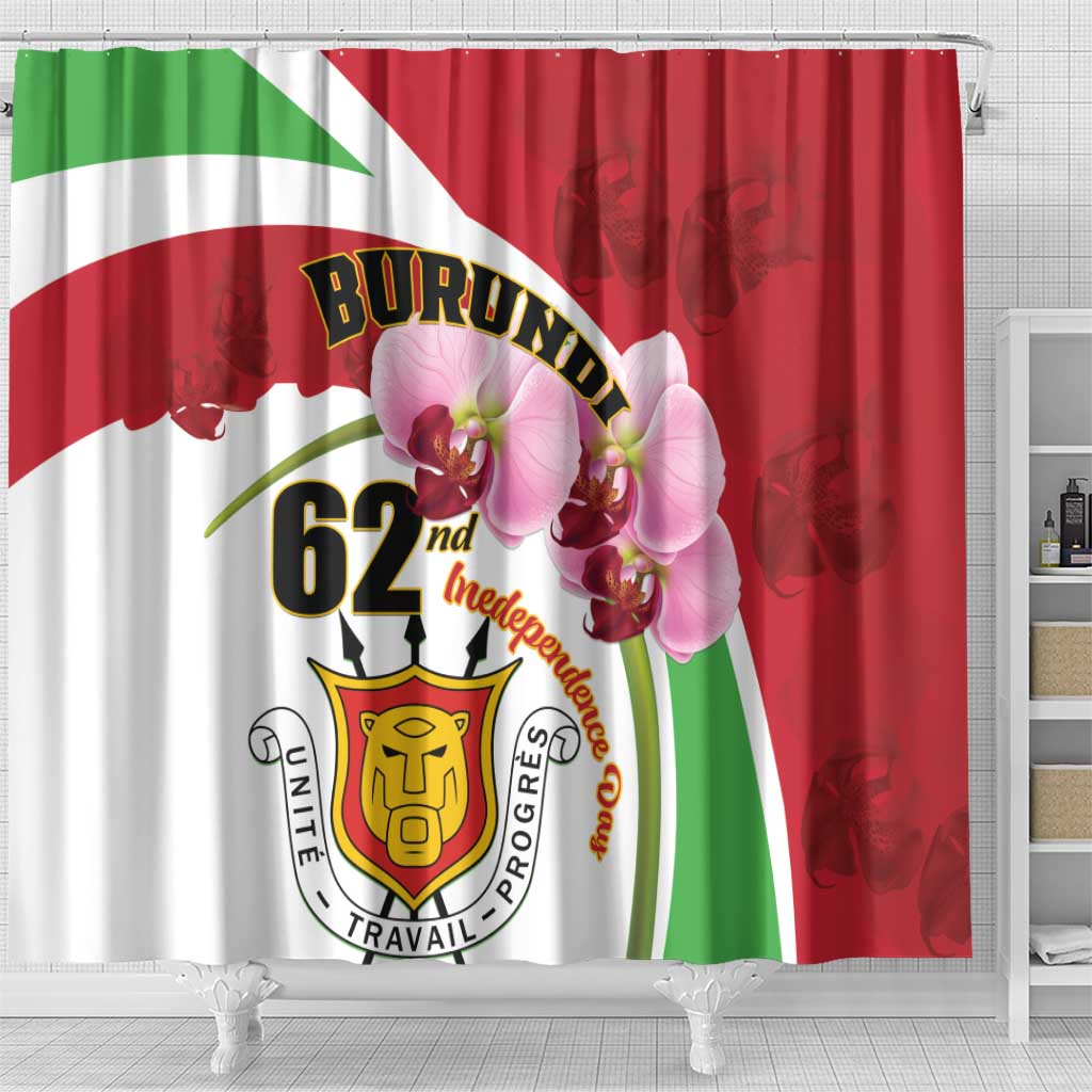Burundi Independence Day Shower Curtain Coat Of Arms Bujumbura Flower