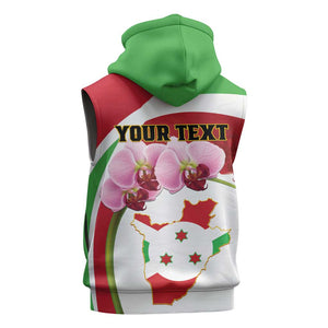 Personalized Burundi Independence Day Sleeveless Hoodie Coat Of Arms Bujumbura Flower - African Pride