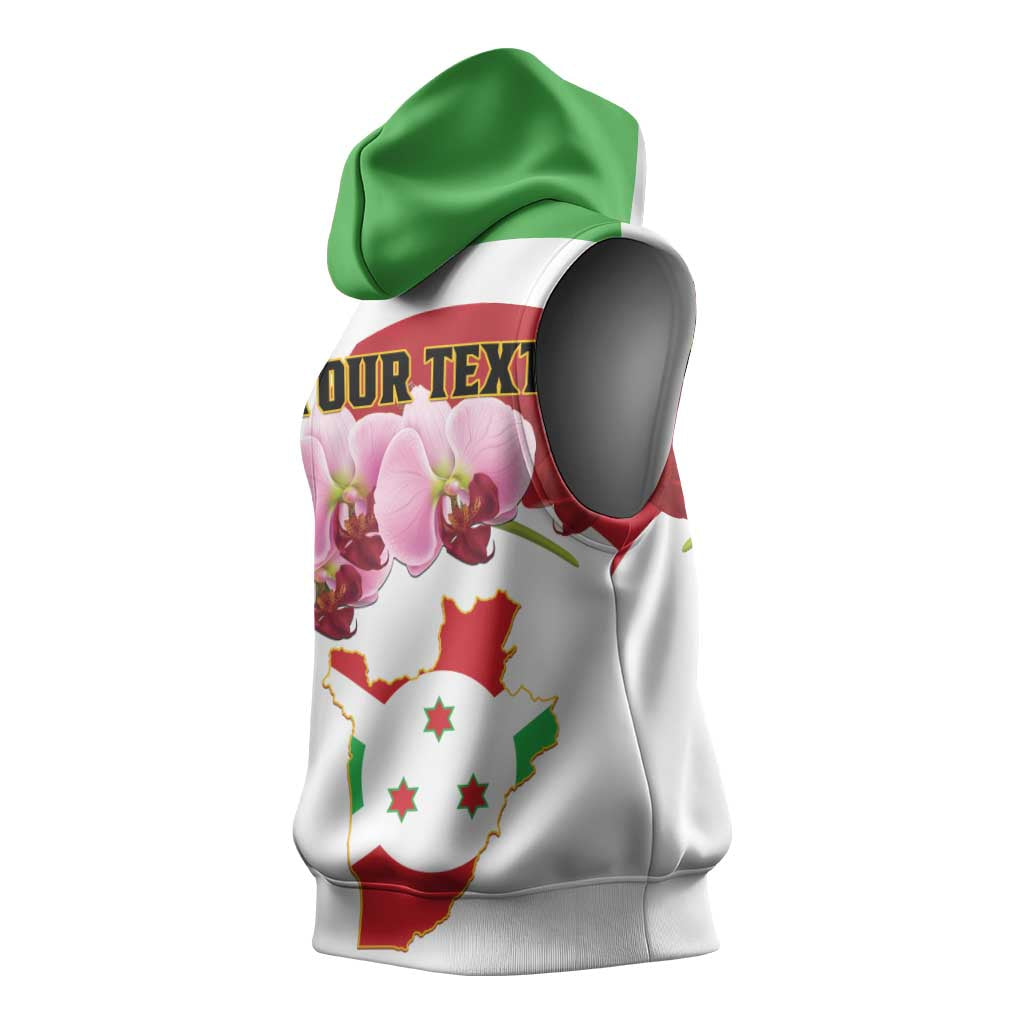 Personalized Burundi Independence Day Sleeveless Hoodie Coat Of Arms Bujumbura Flower - African Pride