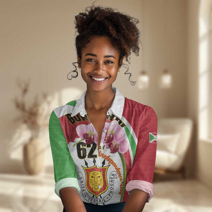 Personalized Burundi Independence Day Women Casual Shirt Coat Of Arms Bujumbura Flower LT01